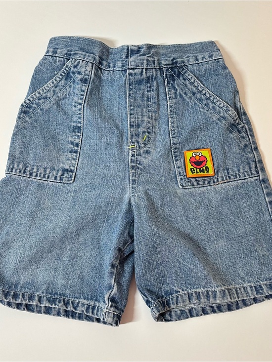 None Other - Vintage Elmo Kids Denim Shorts with Patch - Size 24m